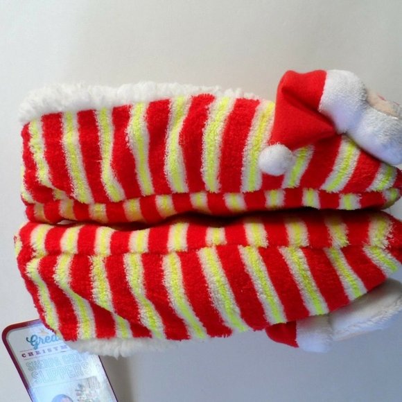Great Christmas Sherpa Cozy Slippers Non Slip Bottom - Santa Size: L/XL 8-10 - Picture 6 of 9